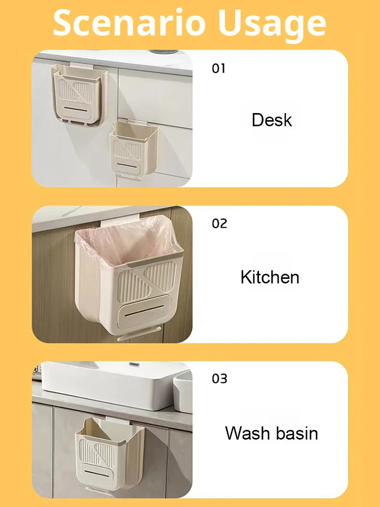 👍Két 2 egy áráért🧺Fali rögzíthető összecsukható szemetes – Nem kell lehajolni + 10 literes nagy űrtartalom!