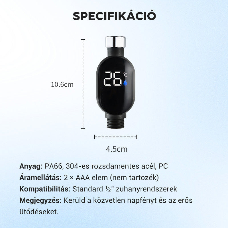🎁🌈2+2 INGYEN🚿✅Zuhany hőmérséklet-kijelző – biztonságos fürdőzés gyerekeknek és időseknek！