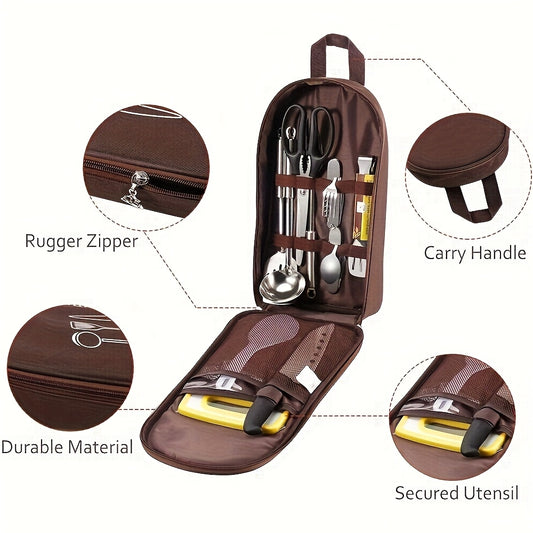 😋1 vásárol 1 ingyen kap🏕️Kültéri konyhai eszközök táskája – Oxford szövet + nagy kapacitás!