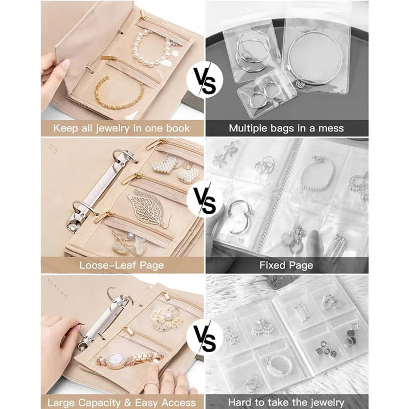 💎Elegáns Ékszer Tárolótáska – PU Bőr + Több Rékeszes!