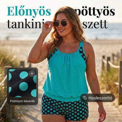 🏖️[S–3XL]👙 Női, pöttyös kétrészes fürdőruha👌Kényelmes és magabiztos: pöttyös tankini szett minden alakhoz！