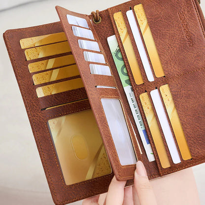 👍Legkelendőbb pénztárca👜Retro RFID-blokkoló pénztárca – tartós PU bőr + több rekesz!