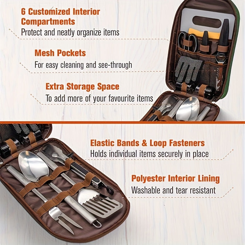 😋1 vásárol 1 ingyen kap🏕️Kültéri konyhai eszközök táskája – Oxford szövet + nagy kapacitás!