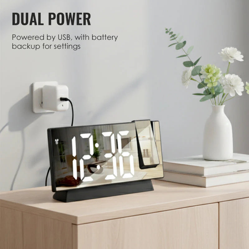 😁árcsökkentési akció⏰Multifunkciós LED Óra Tükör – Ébresztő + Vetítő + Hőmérséklet!