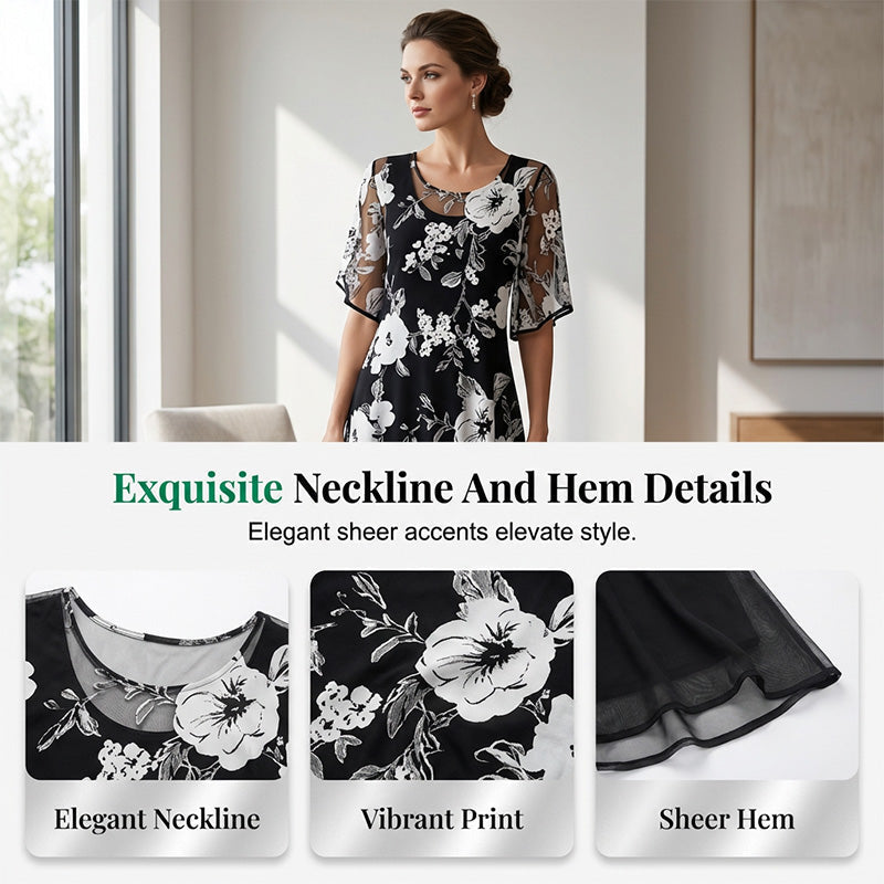 🎁Ingyenes ajándék🌸Virágmintás sifonruha – Légies áttetsző szabás nyaraláshoz és alkalmi viselethez!✨Előnyös laza szabás S–3XL méretekben!