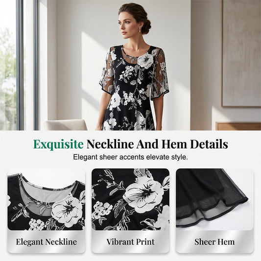 🎁Ingyenes ajándék🌸Virágmintás sifonruha – Légies áttetsző szabás nyaraláshoz és alkalmi viselethez!✨Előnyös laza szabás S–3XL méretekben!