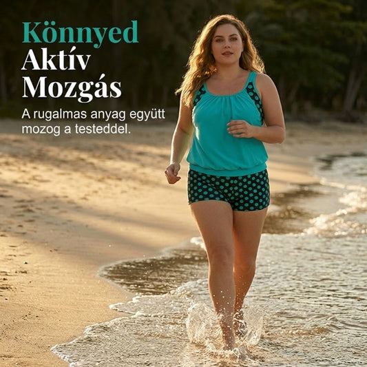 🏖️[S–3XL]👙 Női, pöttyös kétrészes fürdőruha👌Kényelmes és magabiztos: pöttyös tankini szett minden alakhoz！