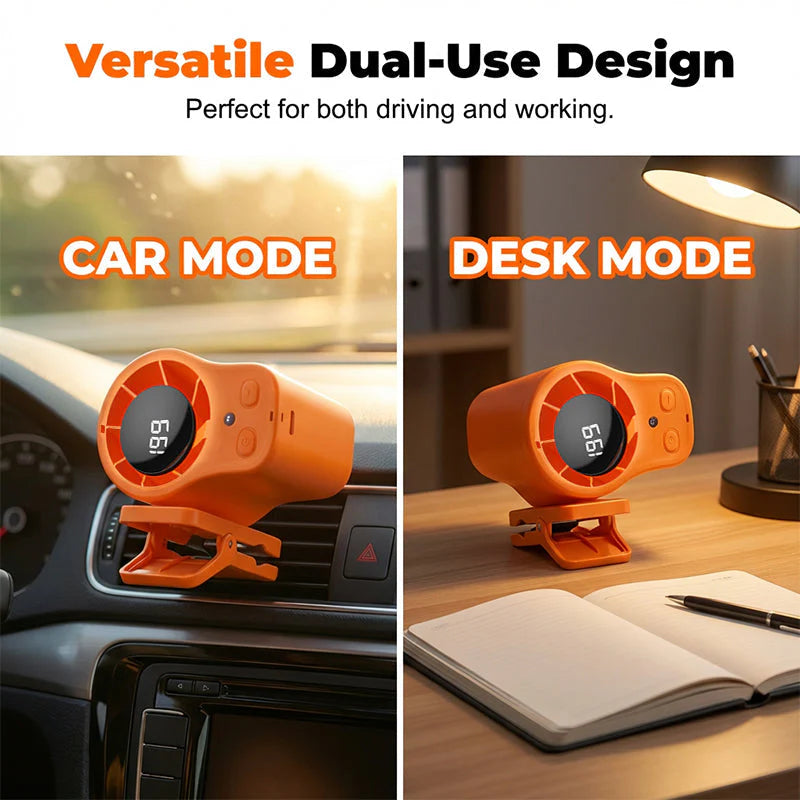 🔥1+1 ingyenes (összesen 2)🚗 Hordozható LED-es autós hűtőventilátor💨 Kétféle használatú ventilátor – Autóban és otthon is, intelligens kijelzővel!
