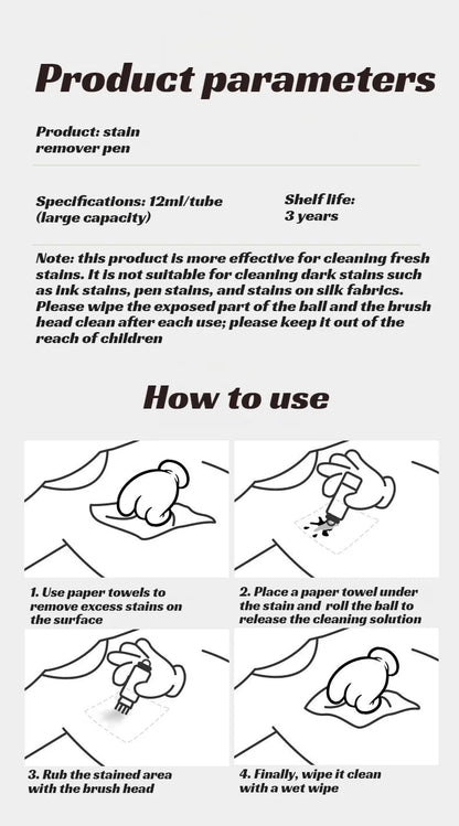 🧼Azonnali folttisztítás, nincs többé kínos helyzet! Gyorsan eltávolítja a zsír-, szósz- és rúzsfoltokat!