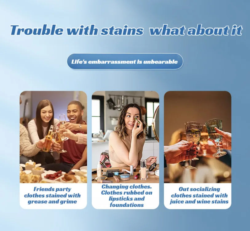 🧼Azonnali folttisztítás, nincs többé kínos helyzet! Gyorsan eltávolítja a zsír-, szósz- és rúzsfoltokat!