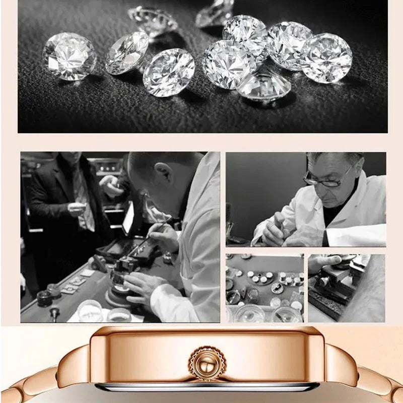 😊66% kedvezmény az eredeti árból⌚Rózsaszín Arany Női Karóra – Svájci Gyémántok + Vízálló!