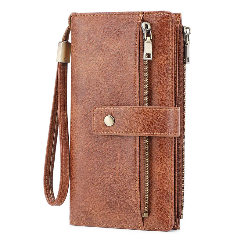 👍Legkelendőbb pénztárca👜Retro RFID-blokkoló pénztárca – tartós PU bőr + több rekesz!