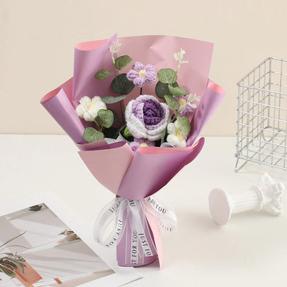 🔥1+1 ingyenes💐 Kézzel horgolt virágcsokor 🎁 Allergiabarát virágajándék – Soha nem hervad, mindig friss!