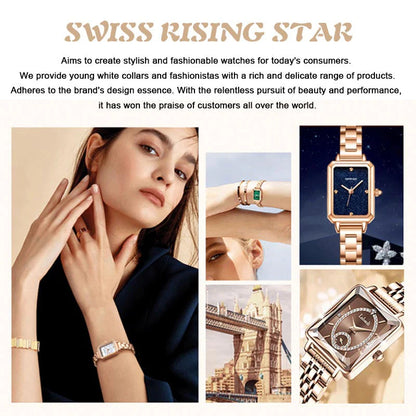 😊66% kedvezmény az eredeti árból⌚Rózsaszín Arany Női Karóra – Svájci Gyémántok + Vízálló!