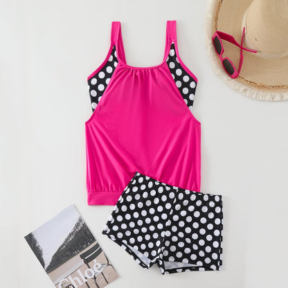 🏖️[S–3XL]👙 Női, pöttyös kétrészes fürdőruha👌Kényelmes és magabiztos: pöttyös tankini szett minden alakhoz！