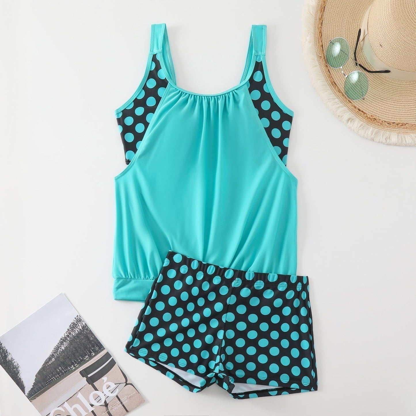 🏖️[S–3XL]👙 Női, pöttyös kétrészes fürdőruha👌Kényelmes és magabiztos: pöttyös tankini szett minden alakhoz！